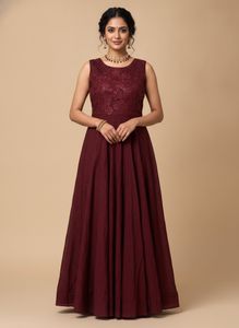 Maroon Embroidered Ethnic Gown