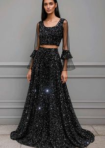 Sparkling Black Sequined Lehenga Choli