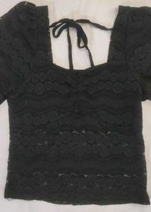 Black Lace Crop Top