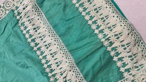 Beautiful Teal Kurta Set with Lace Details