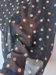 Sheer Polka Dot Button-Up Shirt