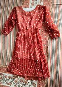 Polka Dot Pleated Midi Dress