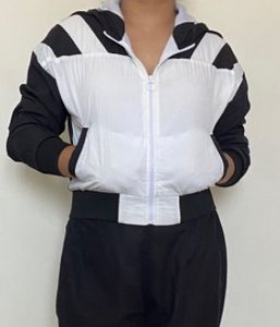 Black And White Stripe Jacket/crop Top