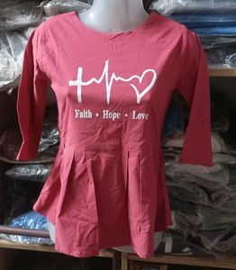 Cute Pink Top with Faith Hope Love Print