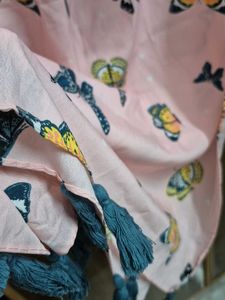 Pink Butterfly Print Dupatta