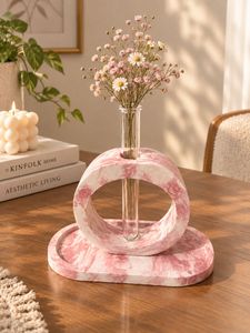 Marble Effect Flower Vase with trinket tray
