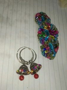 Multicolor Embroidery Buckle With Danglers