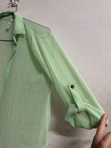 Green Ruffle Top With Shrug