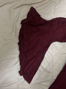 Maroon Lace Yoke Top