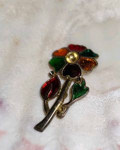 Vintage Enamel Flower Brooch