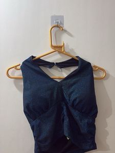 Sparkly Blue Halter Crop Top