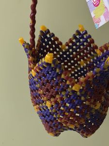 Handwoven Plastic Flower Basket