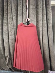 Pleated Coral Ethnic Skirt