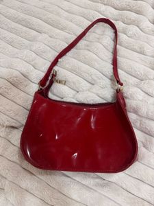 SAVANA Red Patent Shoulder Bag