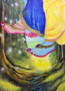 Radha Krishna Paaw Painting
