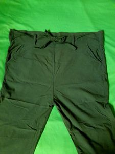 Olive Green Paperbag Waist Tie Knot Pants Trouser
