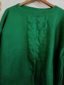 Emerald Green Cable Knit Sweater