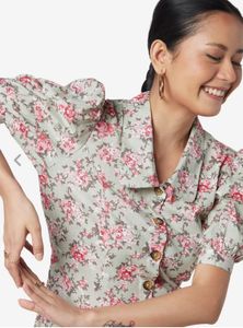 Charming Floral Button-Up Midi Dress