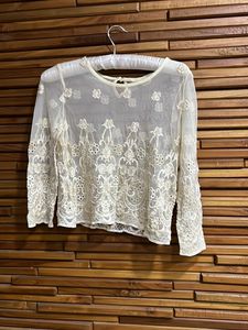 Mesh Party Top With Gold Details