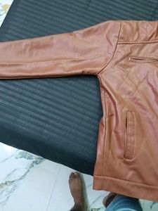 Men's Brown Faux Leather Jacket
