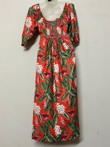 Tropical Print Cut-Out Maxi Dress with pockets