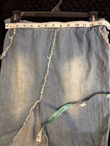 Distressed Denim Asymmetrical Skirt