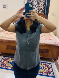 Chic Grey Button-Up Shirt