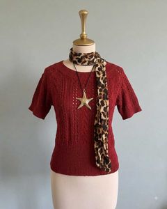 Chic Red Cable Knit Top