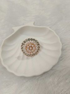Elegant Pearl & Crystal Brooch