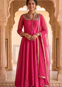 Elegant Pink Anarkali Kurta Set