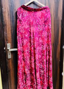 Vibrant Pink Floral Skirt with crepe li