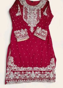 Maroon Kurta Set with Beige Palazzo