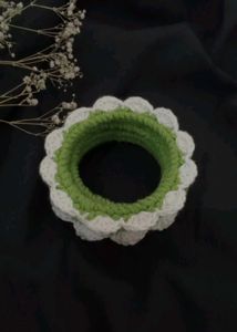 crochet bangles( white and green colour) + freebie