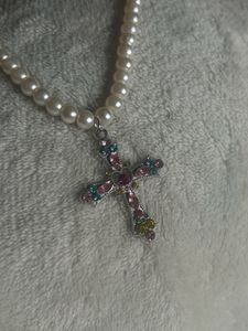 Pearl Necklace with Cross Pendant