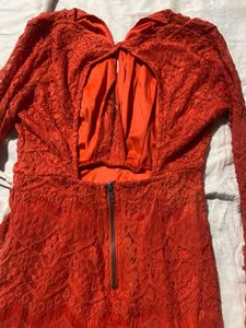 Orange Short Lace Mini Dress