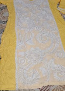 Yellow &amp; White Chikankari Kurta Set