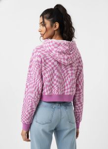 H&M Pink Checkered Cropped Hoodie