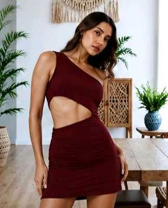 One Shoulder Front Cut-Out Mini Bodycon Dress 😽🫶
