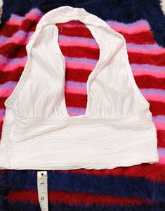 White Halter Neck  Crop Top