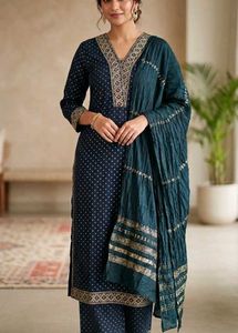 Bottle green beautiful Kurta Set with Dupatta