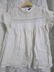 Vero moda White Lace Detail High Neck Top