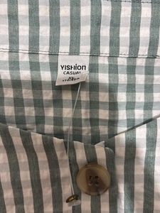 Green Gingham Square Neck Top