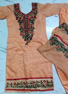 Beautiful Light Orange Suit Set With Dupatta