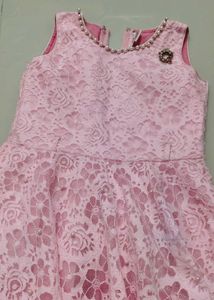 Girls Pink Lace Party Dress