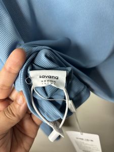 Blue Long Sleeve Cropped T-Shirt