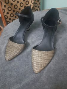 Taiwan Golden Black Slip-On Heels