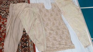 Elegant Beige Embroidered Kurta Set