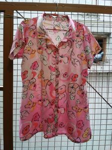 Floral Print Button-Up night suit