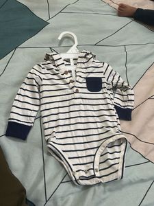New Carter’s Striped Hooded Bodysuit