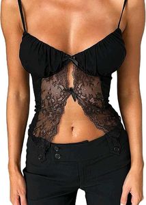Sheer Lace Bow Detail Cami Top